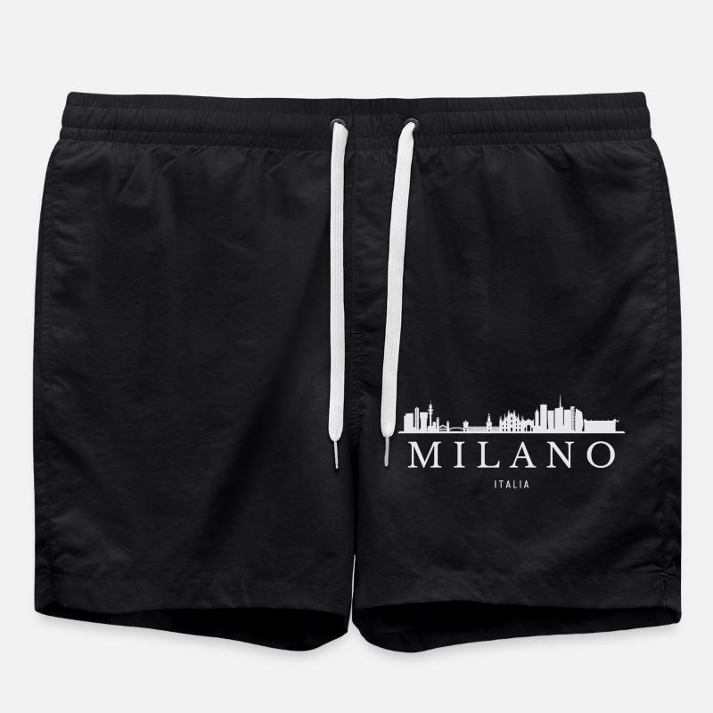 Milan Skyline, Milan Italy - Swim Trunks - black
