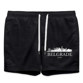 Silhouette de Belgrade, Belgrade Serbie - Short de bain - noir - Devant - AI Model Male 185 light (185cm)