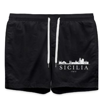 La silhouette de la Sicile, Italie de la Sicile - Short de bain - noir - Devant - AI Model Male 185 light (185cm)