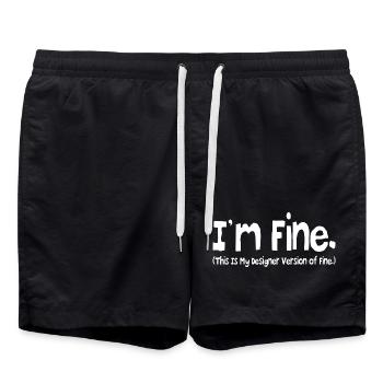 Mir geht es gut (das ist meine Designer-Version von Fine.) - Badeshorts - Schwarz - Vorne - AI Model Male 185 light (185cm)