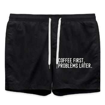Café D’Abord Problèmes Plus Tard - Short de bain - noir - Devant - AI Model Male 185 light (185cm)