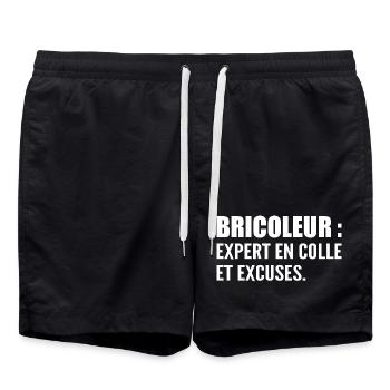 Bricoleur : expert en colle et excuses - Short de bain - noir - Devant - AI Model Male 185 light (185cm)