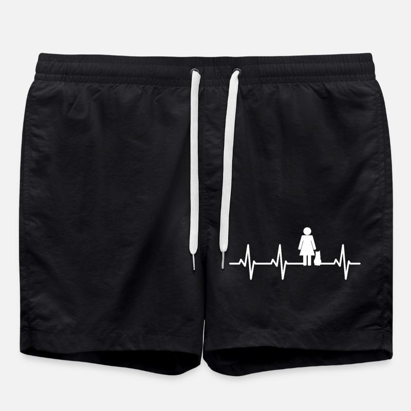 Cat Mom Cardiogram - Swim Trunks - black