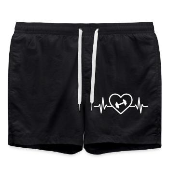 Bodybuilding Hantel Herz Fitness - Badeshorts - Schwarz - Vorne - AI Model Male 185 light (185cm)