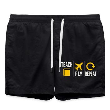 Flight Instructor Cfi Pilot Aviation Instructor - Swim Trunks - black - Front - AI Model Male 185 light (185cm)