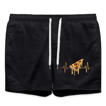 Pizza Puls Herzschlag - Badeshorts - Schwarz - Vorne - AI Model Male 185 light (185cm)