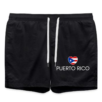 Heart with Puerto Rico flag - Swim Trunks - black - Front - AI Model Male 185 light (185cm)