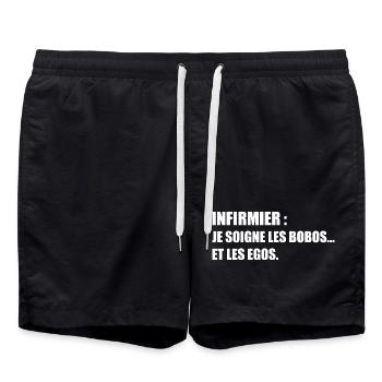 Infirmier : je soigne les bobos… et les egos - Short de bain - noir - Devant - AI Model Male 185 light (185cm)