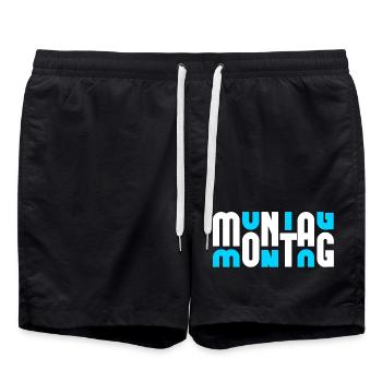 Motif Monday Blanc/Cyan - Short de bain - noir - Devant - AI Model Male 185 light (185cm)
