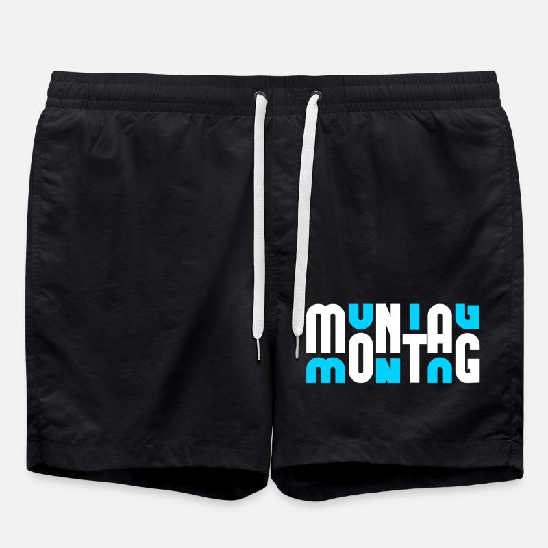 Motif Monday White/Cyan - Swim Trunks - black