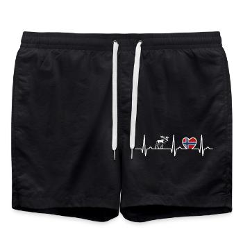 Heart Curve Norway ECG, Pulse, Moose, Gift - Swim Trunks - black - Front - AI Model Male 185 light (185cm)