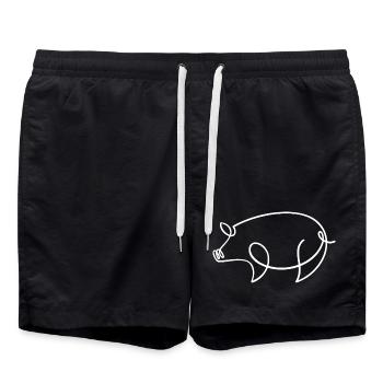 Pig Sketch – Cute Motif for Animal Lovers - Swim Trunks - black - Front - AI Model Male 185 light (185cm)