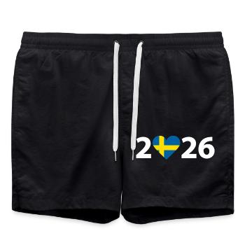 J’aime Suède 2026, Suède 2026 - Short de bain - noir - Devant - AI Model Male 185 light (185cm)
