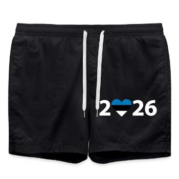 I love Estonia 2026, vacation in Estonia 2026 - Swim Trunks - black - Front - AI Model Male 185 light (185cm)