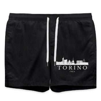 Turin Skyline, Turin Italie - Short de bain - noir - Devant - AI Model Male 185 light (185cm)