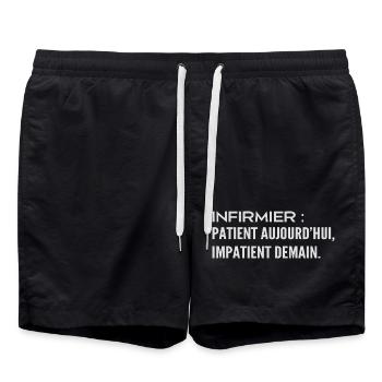  Infirmier : patient aujourd’hui, impatient demain - Short de bain - noir - Devant - AI Model Male 185 light (185cm)