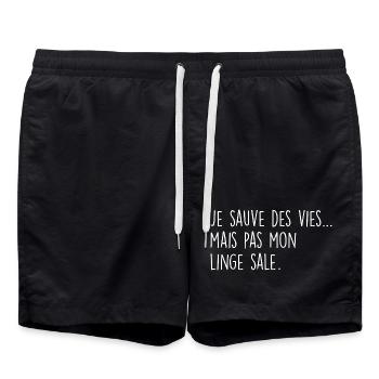 Je sauve des vies… mais pas mon linge sale - Short de bain - noir - Devant - AI Model Male 185 light (185cm)