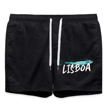 Sardine Lissabon Illustration Portugal im Sommer - Badeshorts - Schwarz - Vorne - AI Model Male 185 light (185cm)