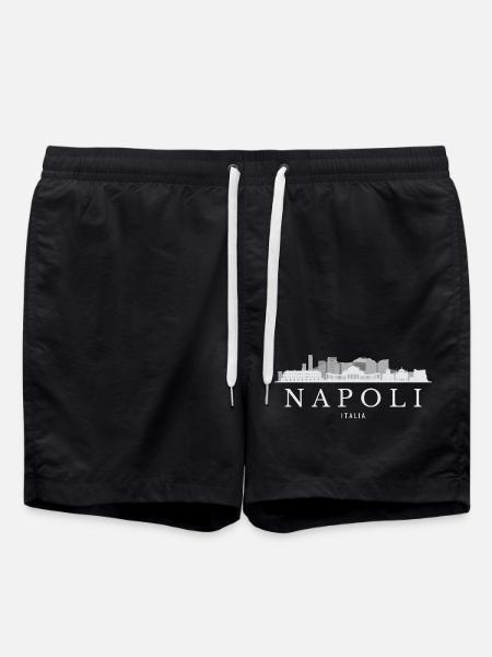 Naples Skyline, Naples Italy - Swim Trunks - black