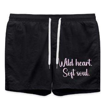 Wildes Herz Sanfte Seele - Badeshorts - Schwarz - Vorne - AI Model Male 185 light (185cm)
