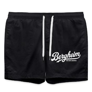 Bergheim Heidelberg Vintage Lettering Design - Badeshorts - Schwarz - Vorne - AI Model Male 185 light (185cm)