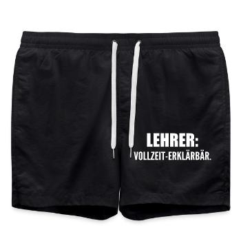 Lehrer: Vollzeit-Erklärbär - Badeshorts - Schwarz - Vorne - AI Model Male 185 light (185cm)