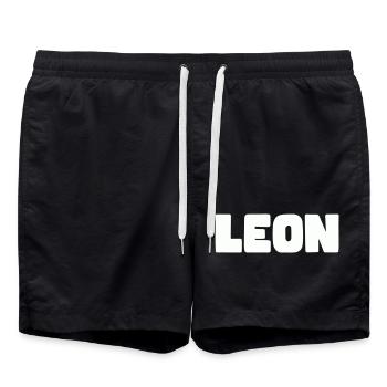 Nom Léon - Short de bain - noir - Devant - AI Model Male 185 light (185cm)