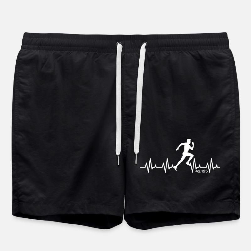 Marathon 42.195 Heartbeat Pulse Running Runner - Swim Trunks - black