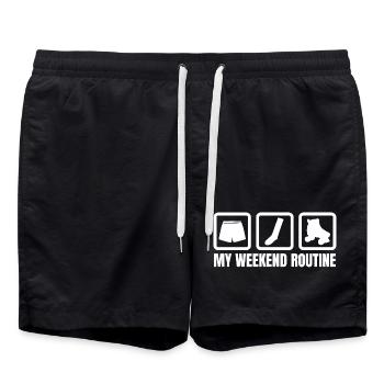 Meine Wochenendroutine - Badeshorts - Schwarz - Vorne - AI Model Male 185 light (185cm)