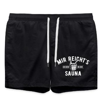 Mir reicht's ich geh in die Sauna - Spruch - Badeshorts - Schwarz - Vorne - AI Model Male 185 light (185cm)