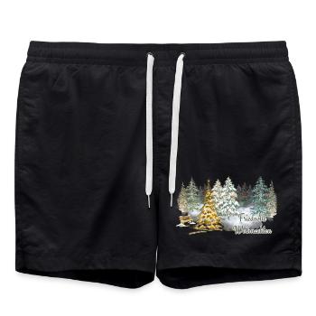 Friedvolle Weihnachten im Winterwald im Advent - Badeshorts - Schwarz - Vorne - AI Model Male 185 light (185cm)
