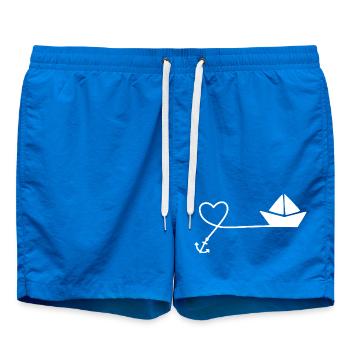 Croquis de bateau en papier – Voilier avec ancre et ficelle - Short de bain - cobalt blue - Devant
