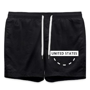 Emblème de texte circulaire des États-Unis - Short de bain - noir - Devant - AI Model Male 185 light (185cm)