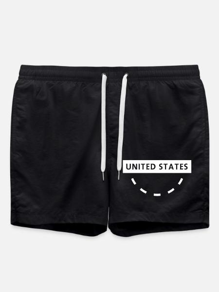 USA Circular Text Emblem - Swim Trunks - black