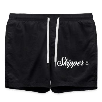 Skipper – Maritime Soul - Badeshorts - Schwarz - Vorne - AI Model Male 185 light (185cm)