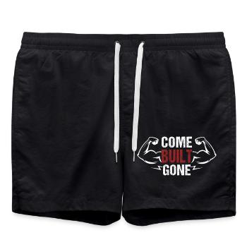 Bodybuilding Fitness Vintage Gym Athleten Workout - Badeshorts - Schwarz - Vorne - AI Model Male 185 light (185cm)