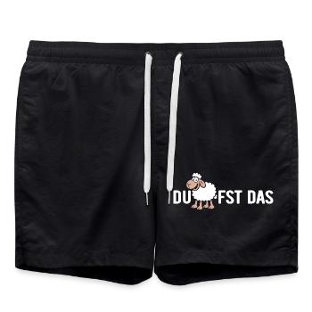 Du SCHAFfst das - Wortspiel mit Schaf - Badeshorts - Schwarz - Vorne - AI Model Male 185 light (185cm)