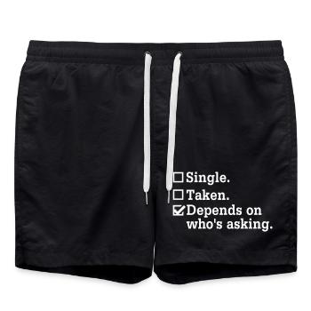 Single? – Bachelor Party Party Design - Swim Trunks - black - Front - AI Model Male 185 light (185cm)