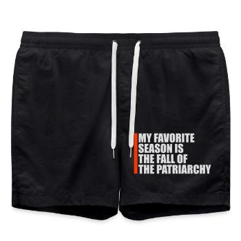 My favorite season is the fall of the patriarchy - Badeshorts - Schwarz - Vorne - AI Model Male 185 light (185cm)