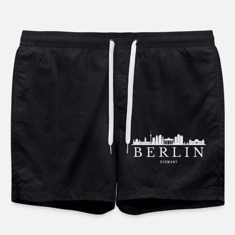 Berlin Skyline, Berlin Germany - Swim Trunks - black