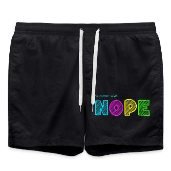Quoi qu’il arrive... NOPE / Quoi qu’il arrive... Nö / Juste non - Short de bain - noir - Devant - AI Model Male 185 light (185cm)