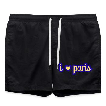 I love Paris - Swim Trunks - black - Front - AI Model Male 185 light (185cm)