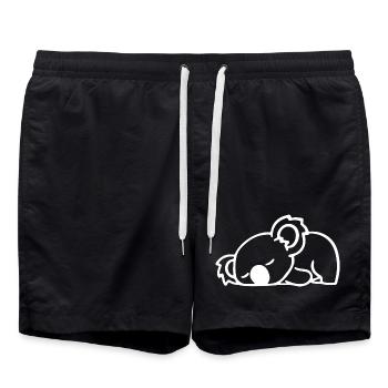Koala Sketch – Cute Minimalist Animal Motif - Swim Trunks - black - Front - AI Model Male 185 light (185cm)