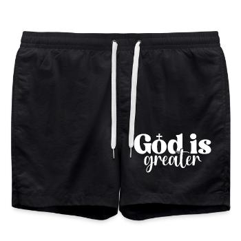 Gott ist größer - Badeshorts - Schwarz - Vorne - AI Model Male 185 light (185cm)