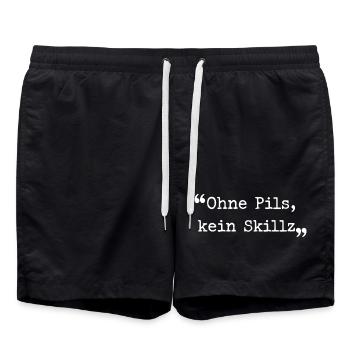 Ruhrpott dialekt ohne Pils, kein Skillz Ruhrgebiet - Badeshorts - Schwarz - Vorne - AI Model Male 185 light (185cm)