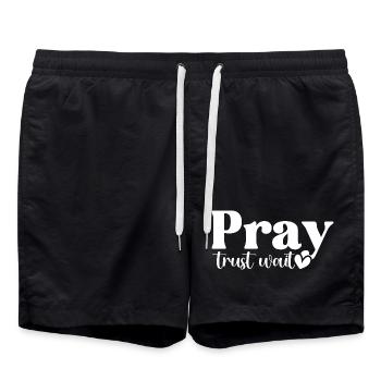 Beten, Vertrauen, Warten - Badeshorts - Schwarz - Vorne - AI Model Male 185 light (185cm)