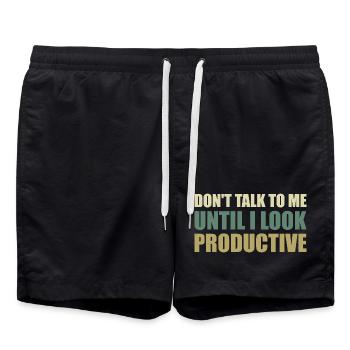 Don't talk to me until I look productive - Swim Trunks - black - Front - AI Model Male 185 light (185cm)
