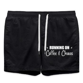 À Fond Grâce Au Café Et Au Chaos - Short de bain - noir - Devant - AI Model Male 185 light (185cm)