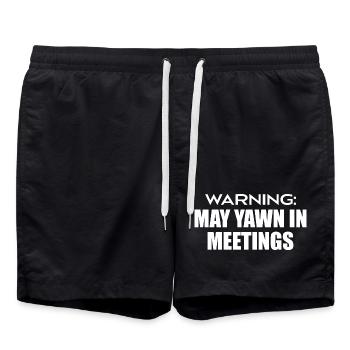 Warnung : Kann in Meetings gähnen - Badeshorts - Schwarz - Vorne - AI Model Male 185 light (185cm)