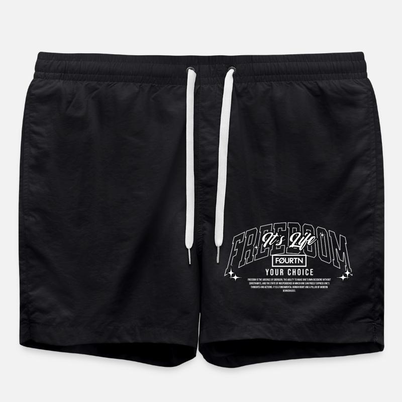 FØURTN – Freedom / Your Choice Statement Design - Badeshorts - Schwarz